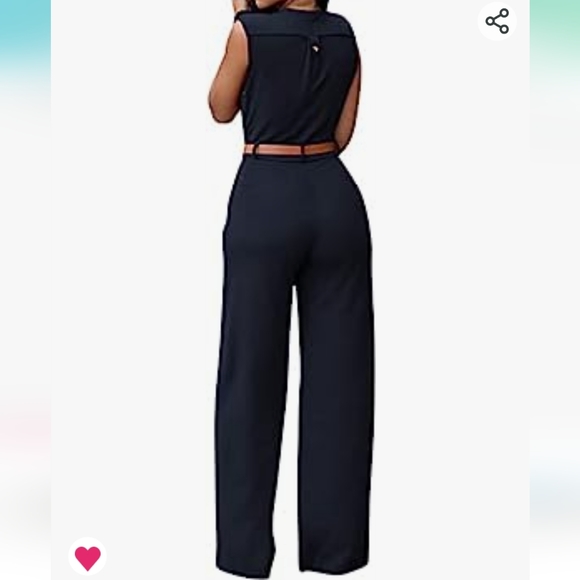 Black Sleeveless V-Neck Jumpsuit - Picture 2 of 16